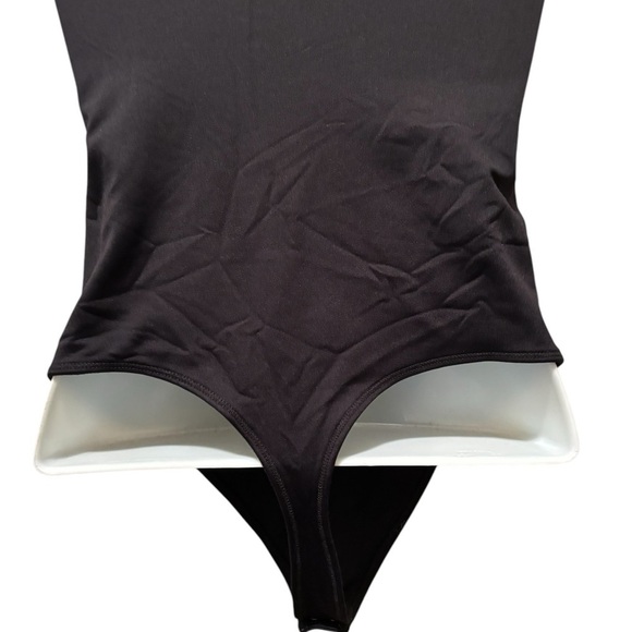 Abercrombie & Fitch Soft Collection Black Thong Bodysuit Sz M Rusched Bust - Picture 5 of 5